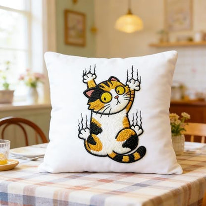 BEUNITONE 4PCS Fun and Funny Cat Embroidery Kit for Beginners, Cute Pre-Print Cat Pattern Hand Embroidery Kits with Hoop and Instruction, DIY Needlepoint Craft Kit for Gifts and Home Decor - Image 7