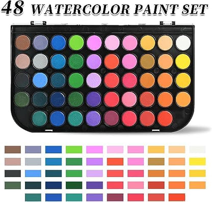 GETHPEN 48 Colors Watercolor Paint Set with 4 Brushes Pen, Travel Design - Image 2