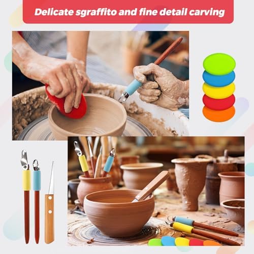 Leriton 2 Pack Clay Carving Tools Pottery Scrapers, Set 4, Colorful - Image 4