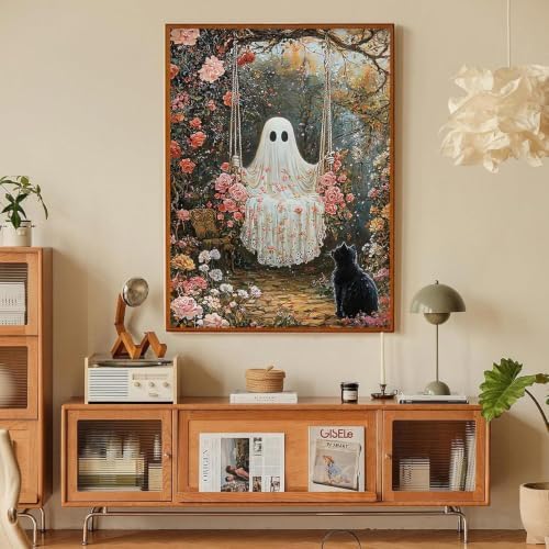 Halloween Cats Paint by Numbers Kit for Adults Framed Canvas, Frameworkless - Image 6