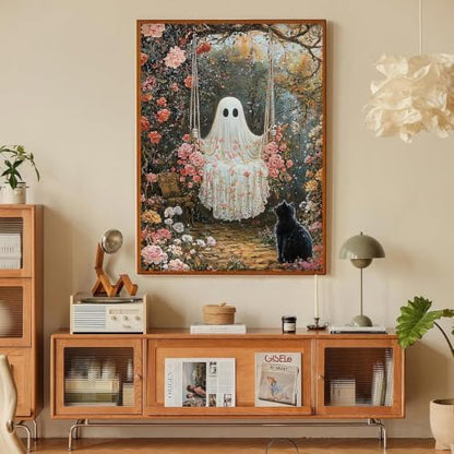 Halloween Cats Paint by Numbers Kit for Adults Framed Canvas, Frameworkless - Image 6