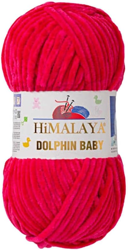 3 Skein/Pack Himalaya Dolphin Baby Chenille Yarn, Each Ball 100 gr (3.5 oz), 120 m (132 Yards), 100% Polyester, Super Bulky Baby Blanket Velvet Amigurumi Yarn, 80314 - Fuchsia