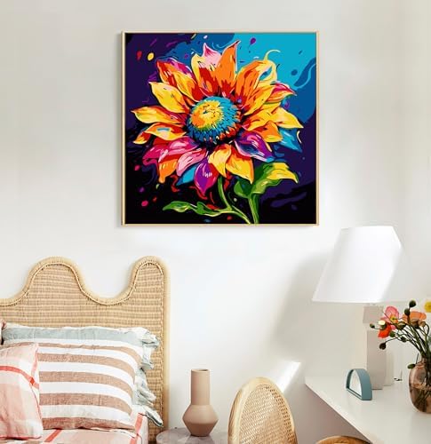 Offito Framed Paint by Numbers Kit for Adults Beginners, Colorful Sunflower - Image 2