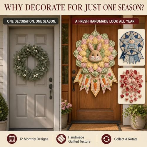 Beginner-Friendly 12- Month Themed 3D Quilted Door Hanger Sewing Kit Collection, DIY Fabric Patchwork Adults Craft Kit, Fall Art Wall Decor, Christmas Holiday Hanger，U3 - Image 5