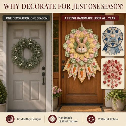Beginner-Friendly 12- Month Themed 3D Quilted Door Hanger Sewing Kit Collection, DIY Fabric Patchwork Adults Craft Kit, Fall Art Wall Decor, Christmas Holiday Hanger，U9 - Image 5
