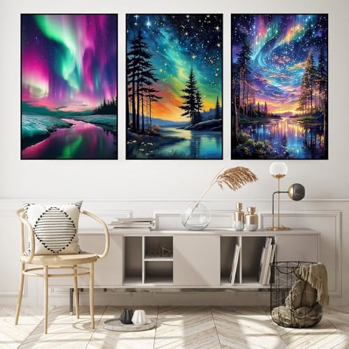 3 Pack Framed Paint by Numbers for Adult with Wooden Easel (8x12 inch) - Image 2