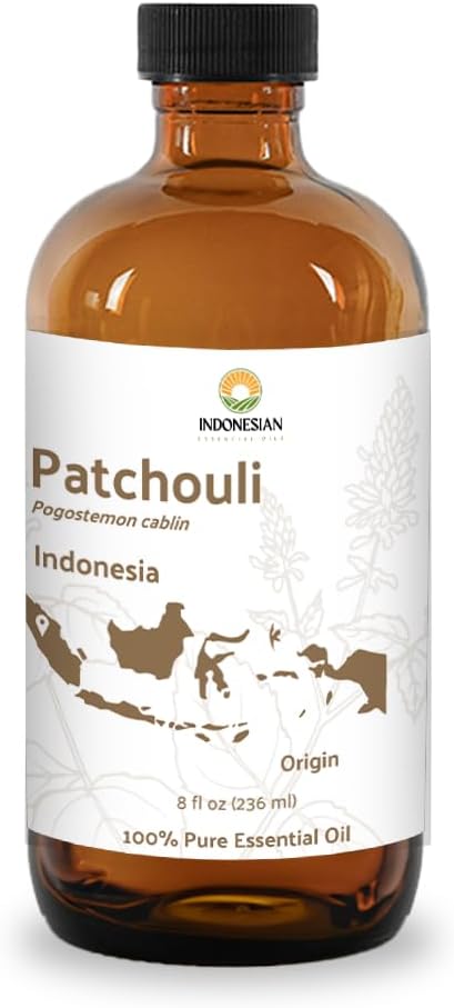 Nature Packaged Dark Patchouli Essential Oil - Direct from Java Indonesia Natural Repellent Aceite de Pachulí - Aromatherapy and Premium Therapeutic Grade - Ideal for Body & Candle-Making (8oz)