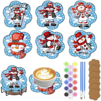 6 Pack Christmas Paint by Numbers Kits Coasters with Holder Cork Pads by Unknown