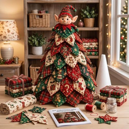 TREBIN DIY Patchwork Animal Kit, Fabric Sewing Set for Adults, Handmade Patchwork Craft Set for Decorative Gnome Halloween Christmas Ocean Animal Home Decor Project (Elve DIY Quilted Christmas Tree) by TREBIN