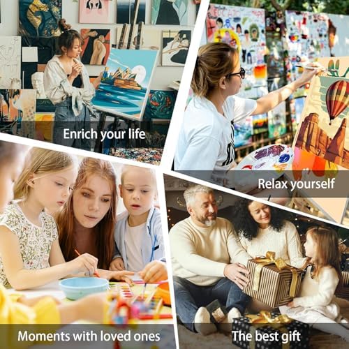 Canrichshop 6 Packs Paint by Numbers Kit for Adult Framed,City Landscape DIY Paint by Number on Canvas with Wooden Easel,Acrylic Oil Famous Buildings Painting Kit Adults for Decor 8x8inch - Image 7