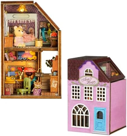 MAGQOO DIY Miniature Dollhouse Kit with Furniture 1:100 Scale Creative Room Mini Wooden Doll House Accessories DIY Miniature House Kit(Avas Workshop) by MAGQOO