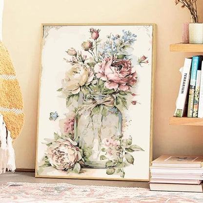 JATOK Paint by Numbers Kit for Adults with Frame, Flower, 12 x 16 in - Image 2