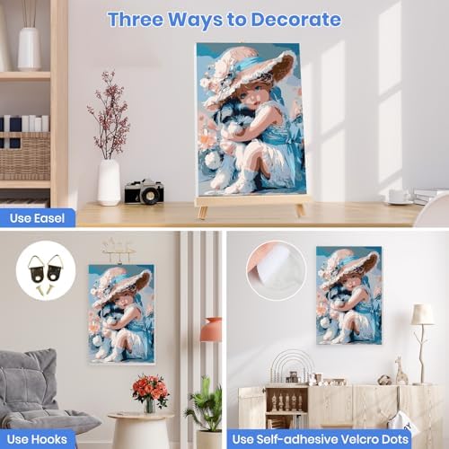 MXJSUA Girl and Dog Paint by Numbers Kit with Frame for Adults, Easy Beginners Paint by Number on Canvas with Easel, Acrylic Number Painting Craft Gifts for Home Decor, 8x12 inch - Image 2