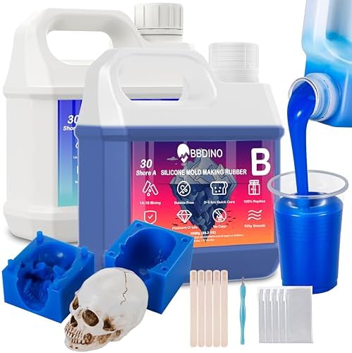 BBDINO Silicone Mold Making Kit, Liquid Silicone for Molds Making 30A Sapphire Blue, High Strength Silicon Rubber 4.4 lbs, 1:1 by Volume Ideal for Mold Casting of Resin/Jewelry/Candle/Concrete/Plaster by BBDINO