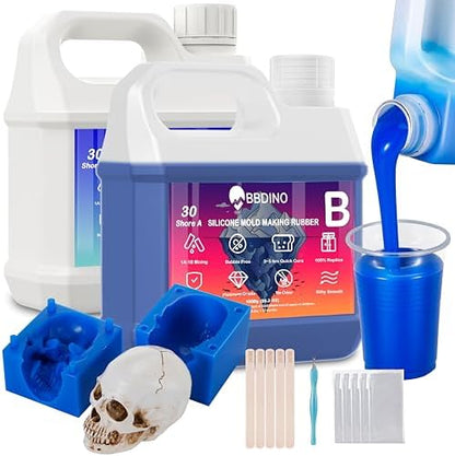 BBDINO Silicone Mold Making Kit, Liquid Silicone for Molds Making 30A Sapphire Blue, High Strength Silicon Rubber 4.4 lbs, 1:1 by Volume Ideal for Mold Casting of Resin/Jewelry/Candle/Concrete/Plaster by BBDINO