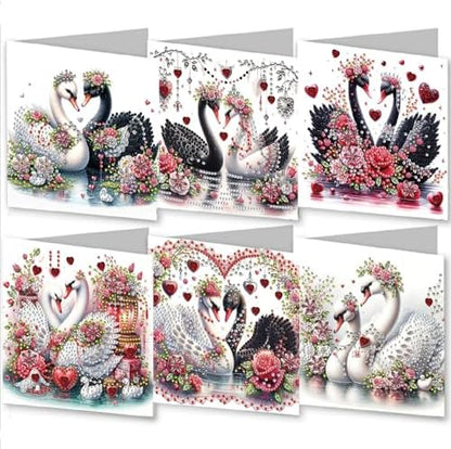 DIY Diamond Greeting Cards Set, 5D DIY Diamond Art Painting Festival Style Greeting Card, DIY Christmas Card Making Kits for Family Friends Handmade Gift-#16-6PC Swan Couple by Unknown