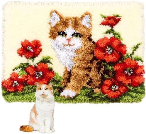 MIAOLLUN Latch Hook Kit Rug, Latch Hook Kits Cat with Pre-Printed Pattern for Adults and Kids 52X38cm/20.4 Inch X15 Inch by MIAOLLUN