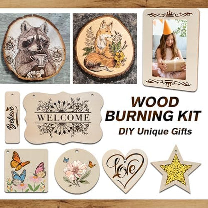 K KERNOWO Wood Burning Kit - 156Pcs All-in-One Wood Burning Tool Pen Adjustable Temperature Wood Burner Kit Crafts Gifts for Adults & Teens, Woodburning Kits for Beginner Pyrography - Image 2
