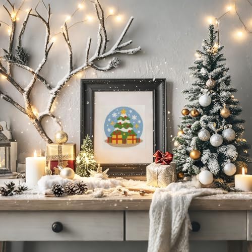 Doodlream Christmas Tree DIY Punch Needle Embroidery Kit for Adult Beginner, 9.4" Christmas Pine Tree Punch Stitching Craft Set for Starter with Frame, Fabric Pattern, Threader, Yarn, Pinch Needle - Image 6