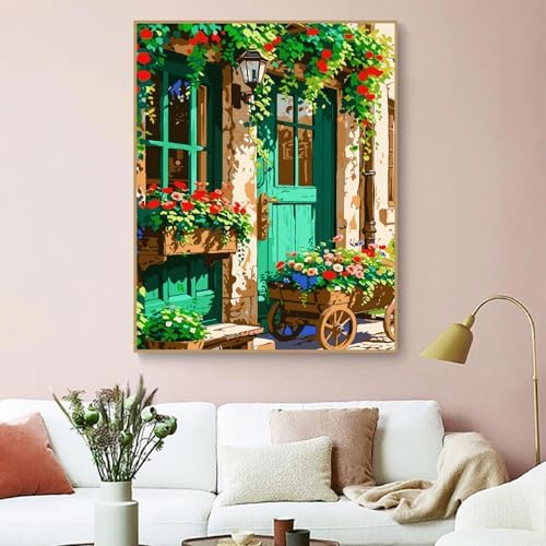 Landscape Paint by Numbers Kit for Adults Beginner,Flowers House,16x20" - Image 3