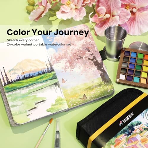 Pagather Travel Watercolor Travel Set, 24 Colors Mini Portable Paint Kit - Image 4
