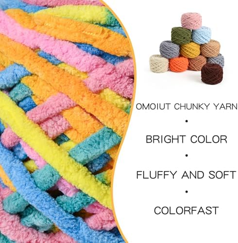 Plush Chenille Chunky Yarn 100g (49.2yd) - Fluffy Velvet Yarn Crochet for Blanket Knitting and Crocheting - Baby Yarns for Crocheting Soft - Amigurumi Yarns (Neon Color) - Image 2