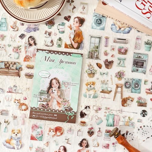 Coffee Time PET Sticker Book, 20 Sheets Die Cut Stickers - Image 2