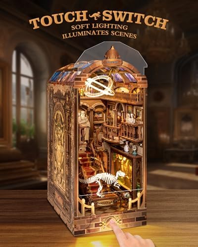 Quanquer DIY Book Nook Kit：DIY Dollhouse Booknook with LED Light - 3D Wooden Puzzle Miniature House Kits - Creative DIY Crafts for Adults - Bookshelf Insert Decor - Gifts Friends Festival(Museum) - Image 3