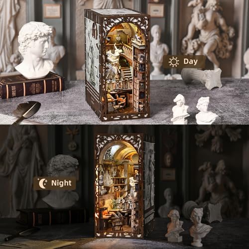 Bernini's Sculpture Workshop Book Nook Kit, DIY 3D Wooden Puzzle with LED - Image 6