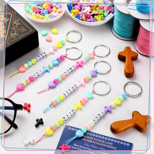 Landical 564 Pcs Cross Keychain Making Kit DIY Name Bead Christian Craft - Image 2