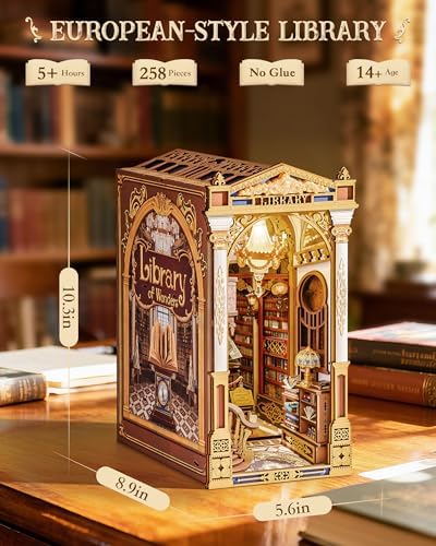 Rolife Book Nook Kit Baroque Library Snap-Fit 3D Wooden Puzzles for Adults - Image 5