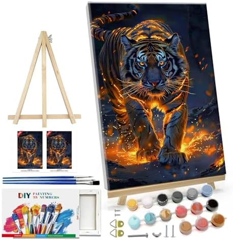 ATDMS Tiger Paint by Numbers Kit for Adults with Frame, 8x12 Inch by ATDMSDIY