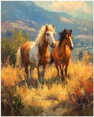 Reivworl Horse Paint by Numbers Kit for Adults Beginner 16×20 inch by Reivworl