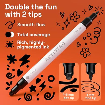 ARTISTRO Black Dual-Tip Acrylic Paint Marker Pens - Set of 12 - Image 2