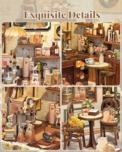 CUTEBEE Book Nook Kit DIY Miniature House Coffee Shop Dollhouse Kit - Image 5