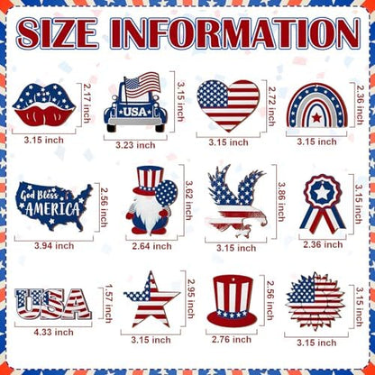 JellyArch 36 Pcs 4th of July Crafts Patriotic Wood Cutouts for Kids, 250th Anniversary Independence Day Blank Unfinished Wooden Shapes Slices Memorial DIY Hanging Ornaments for School Home Party - Image 3