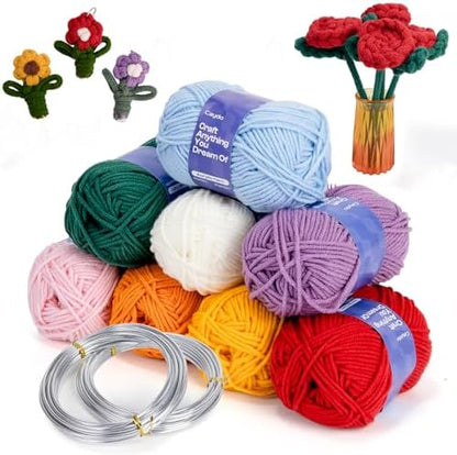 Caydo Aluminum Craft Wire & Acrylic Yarn Skeins Kit for iCord Beginners by Caydo