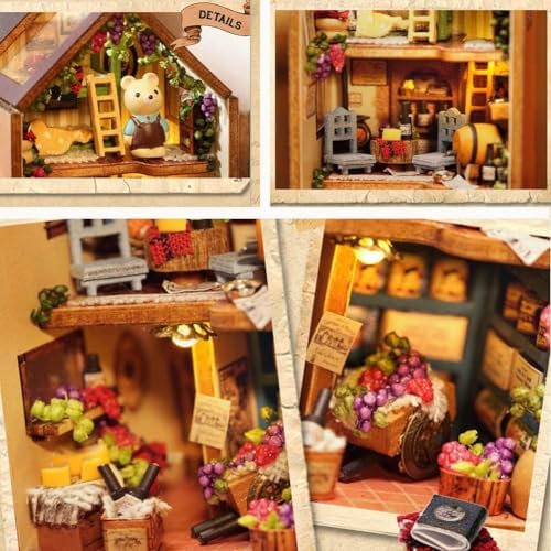 DIY Miniature Dollhouse Kit, Creative Wooden Doll House Craft Model with LED and Furniture for Christmas Birthday Gift (QH003) - Image 3