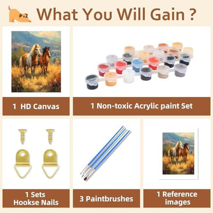 Reivworl Horse Paint by Numbers Kit for Adults Beginner 16×20 inch - Image 6
