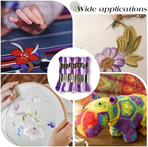 12 Skeins 6 Strands Purple Embroidery Floss String for Knitting - Image 6