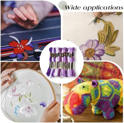 12 Skeins 6 Strands Purple Embroidery Floss String for Knitting - Image 6