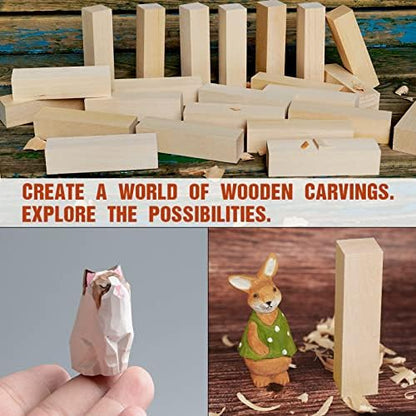 Basswood Carving Blocks, 24PCS Whittling Wood Blocks Wood Carving Kit, Bass Wood for Wood Carving Easy to Use, for Kids and Adults - Image 7