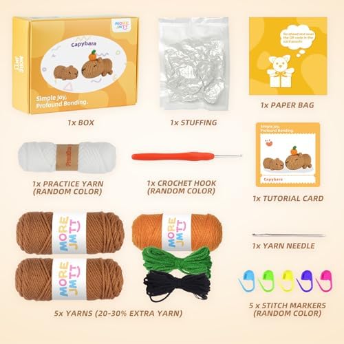 MOREJMTT Crochet kit for Beginners，Knitting kit，Equipped with Step-by-Step Video tutorials, Adult Junior Crochet kit,Crochet Animals kit(2pack Capybara) - Image 2