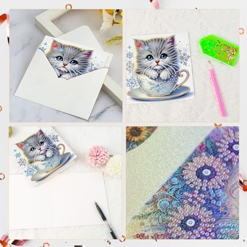Diamond Painting Greeting Card Kit, Special Shaped Diamonds Painting, DIY Handcraft for Relatives and Friends with Wishes,Unique Design Crafting for Birthday or Holiday Cards - Image 4