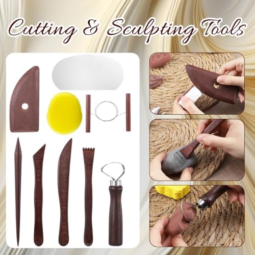 52 PCS Pottery Tools Kit for Sculpting, Clay Carving Tool Kit with Storage Bag, Ceramics Modeling Tools Set, for DIY Handcraft Modeling, Trimming, Shaping, Carving, Dotting - Image 6