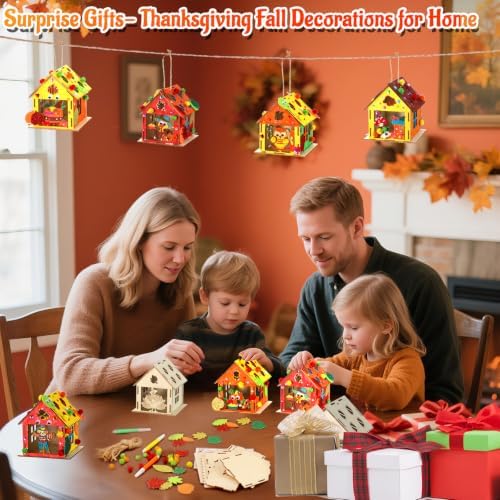 Thanksgiving Fall Crafts Wooden House for Adults, Painting Arts Kit Decor - Image 5