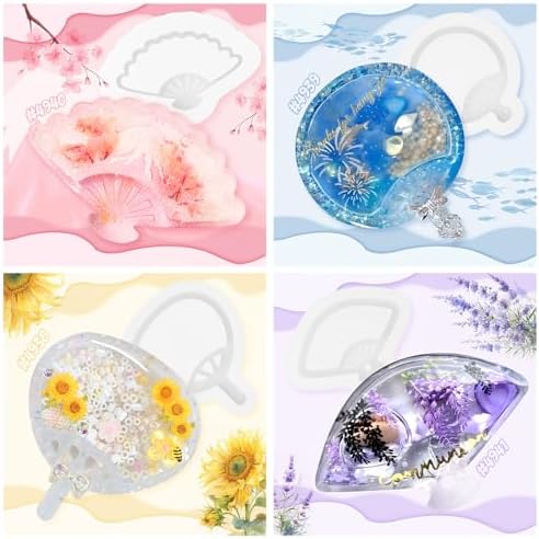 Resin Shaker Molds Hand Fan Set with Films for Kawaii Keychain Charms - Image 4