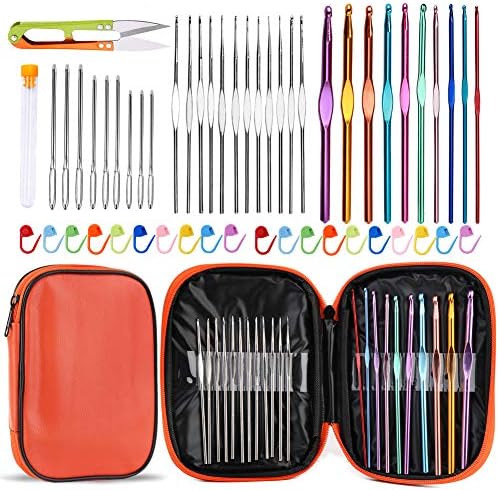 IMZAY 54 Pcs Crochet Hooks Set, 0.6mm-6.5mm Crochet Needles for Yarn by Imzay