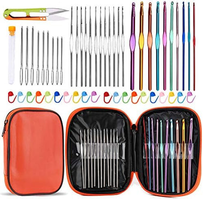 IMZAY 54 Pcs Crochet Hooks Set, 0.6mm-6.5mm Crochet Needles for Yarn by Imzay