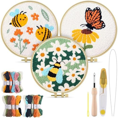 TINDTOP Punch Needle Kits, Flowers Punch Embroidery Kits for Adults by TINDTOP